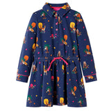 Children's dress with long sleeves and drawstring, navy blue, size 104