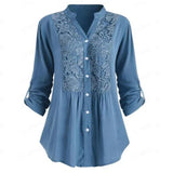 Women's Solid Color Casual Loose V-neck Shirt