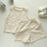 Korean-style Childrens Cotton-linen Thin Two-piece Set