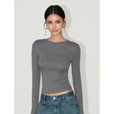 Slimming Figure-hugging Solid-color Base Top For Women