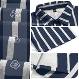 Men's Plus-Size Light Mature Lapel Striped Short-Sleeve Shirt