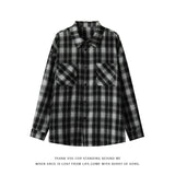 Mens Casual Retro Plaid Lapel Shirt