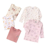 Autumn Children's Cartoon Printed Home Long-sleeved Top T-shirt Mixed Color Five Pieces