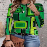 Women's Cotton Printed Long-Sleeve T-Shirt Top