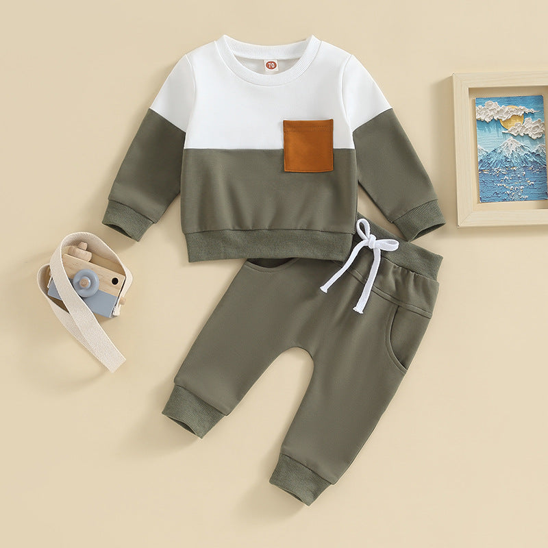 Sweatshirt With Drawstring Pockets And Sweatpants 2-piece Set