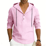 Men's Casual Linen Hoodie Long-Sleeve Top