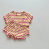 Children's Pajamas Short-sleeved Pants Thin Ice Silk Stripes