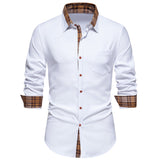 Plaid Contrast Stitching Men's Long Sleeve Shirt