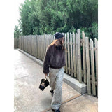 Leopard-print Vintage Distressed Casual Jeans