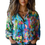 Women's Fashion Plus-size Lapel Long-sleeve Shirt Top