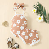 Summer Baby Flower Sling Top Shorts Suit