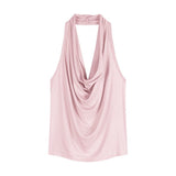 Red Backless Slash-Neck Sleeveless Tank Top Women's Summer