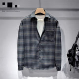 Men's Fashionable Lapel Casual Plaid Shirt