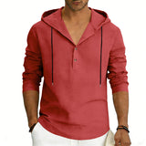 Men's Casual Linen Hoodie Long-Sleeve Top