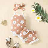 Summer Baby Flower Sling Top Shorts Suit
