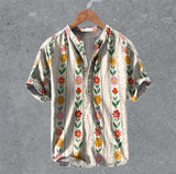 Men's Casual Linen Semi-Open Short-Sleeve