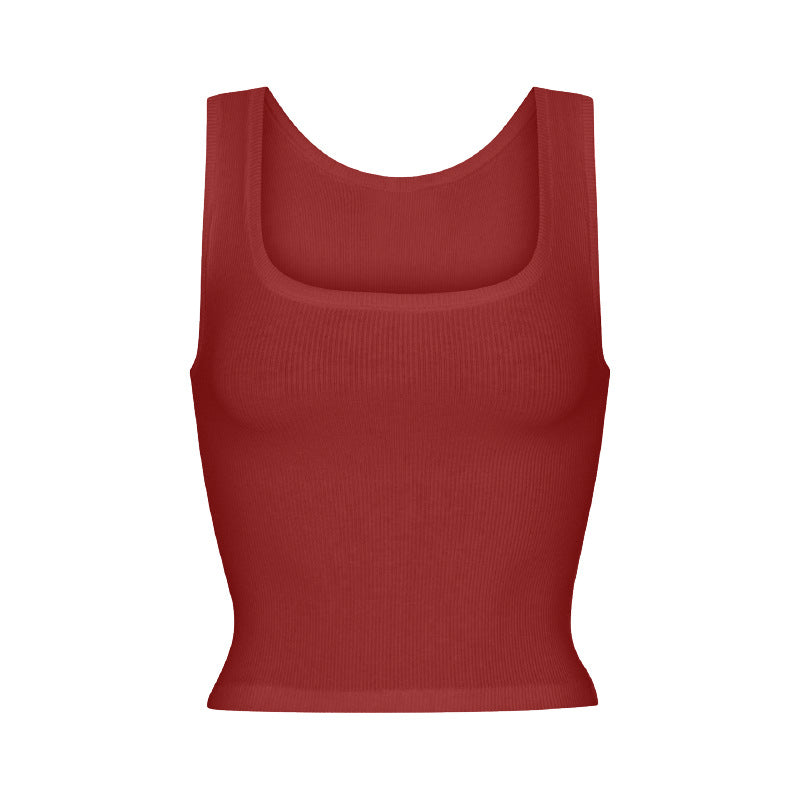 Outerwear Square-neck Midriff-baring Vest For Women