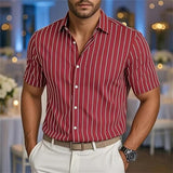 Men's Short-Sleeve Striped Printed Shirt