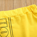Non-hooded Letters Cotton Pullover Yellow Suit