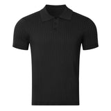 Men's Knitted T-shirt Solid Color Thin Loose Casual Polo Collar Polo Shirt