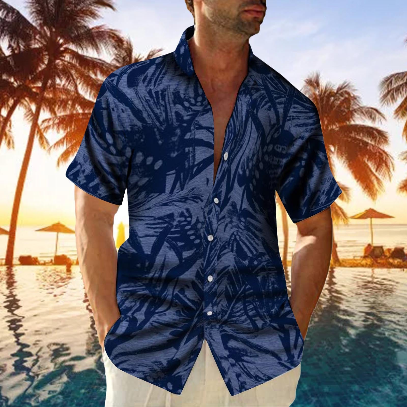 Men's Plus-Size Printed Casual Loose Short-Sleeve