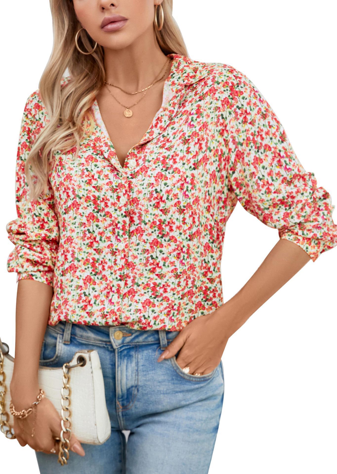 Shirt With Animal Print And 3D Floral Pattern