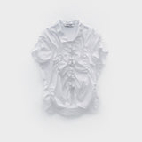 Ruffled Slim-fit Pleated Short-sleeve Top With Drawstring A-line Skirt