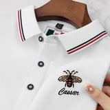 Embroidered Little Bee Short-Sleeve Lapel Polo Shirt