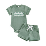 Waffle-Print Romper And Shorts Set For Baby Boys