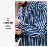 Men's Retro Casual Denim Striped Shirt