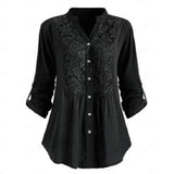 Women's Solid Color Casual Loose V-neck Shirt