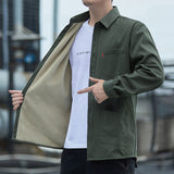 Men's AutumnWinter Cotton Fleece-Lined Thickened Shirt Jacket