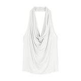 Red Backless Slash-Neck Sleeveless Tank Top Women's Summer