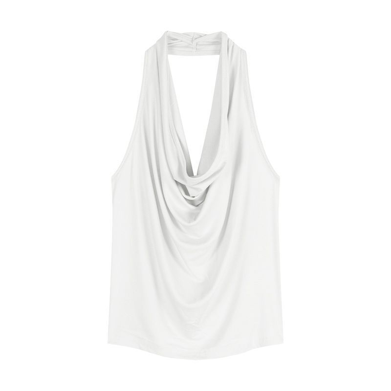 Red Backless Slash-Neck Sleeveless Tank Top Women's Summer