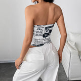 Chest-flattering Waist-defining Womens Digital-print Tube Top Vest