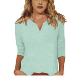 Three-quarter-sleeve Solid-color T-shirt Top