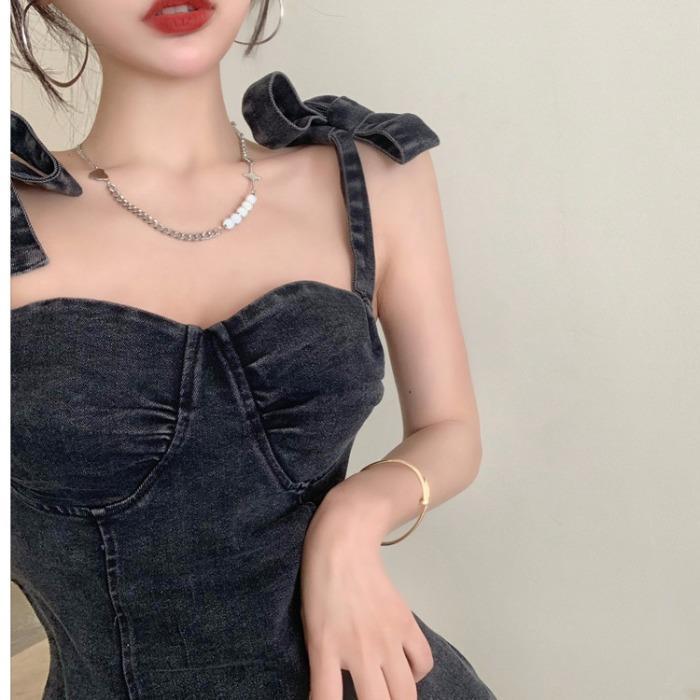 Hong Kong-style Retro Sexy Tube Top Slip Dress