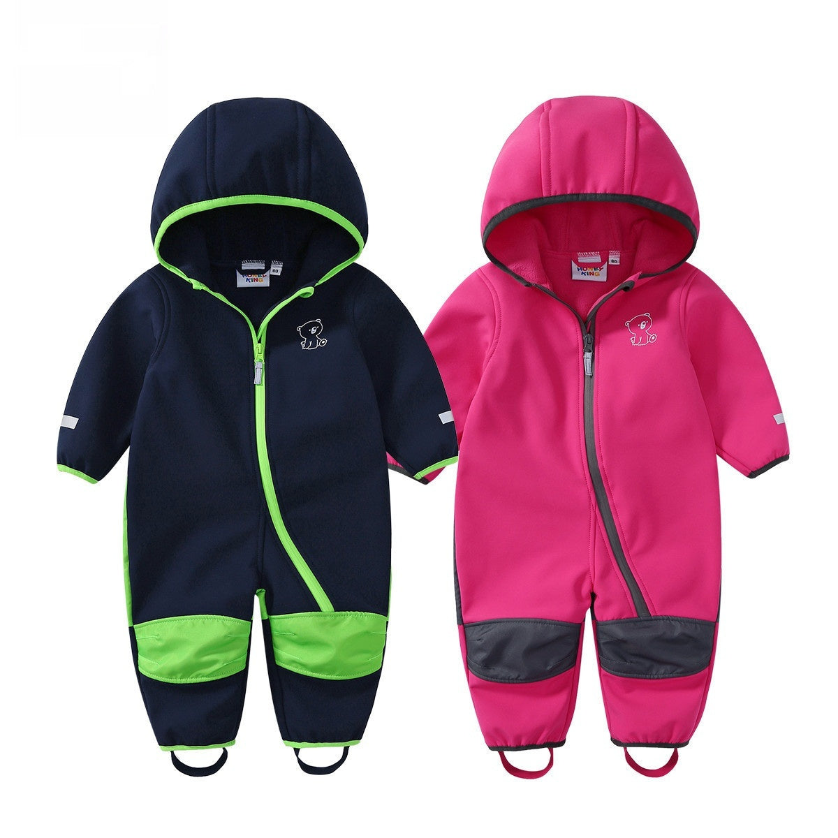 Baby Outdoor Fleece-Lined Thick Warm Softshell Romper Jumpsuit
