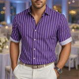 Men's Short-Sleeve Striped Printed Shirt
