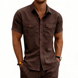 Men's Casual Loose-fit Workwear Short-Sleeve Lapel Shirt