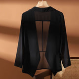 Women's Chiffon Cardigan With Three-quarter Sleeves