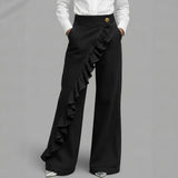 Retro Irregular High-Waist A-Line Denim Trousers