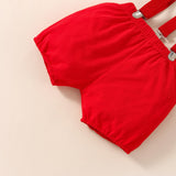 Baby Birthday Printed Letter Romper Suspender Pants Suit