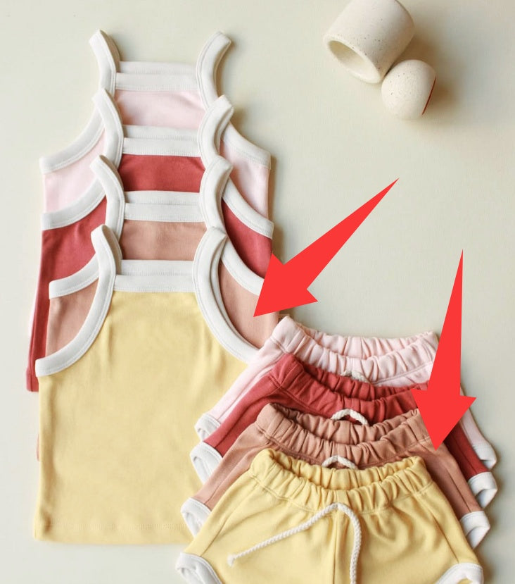 Baby Summer Outfit Suspender Vest And Shorts Set Girls